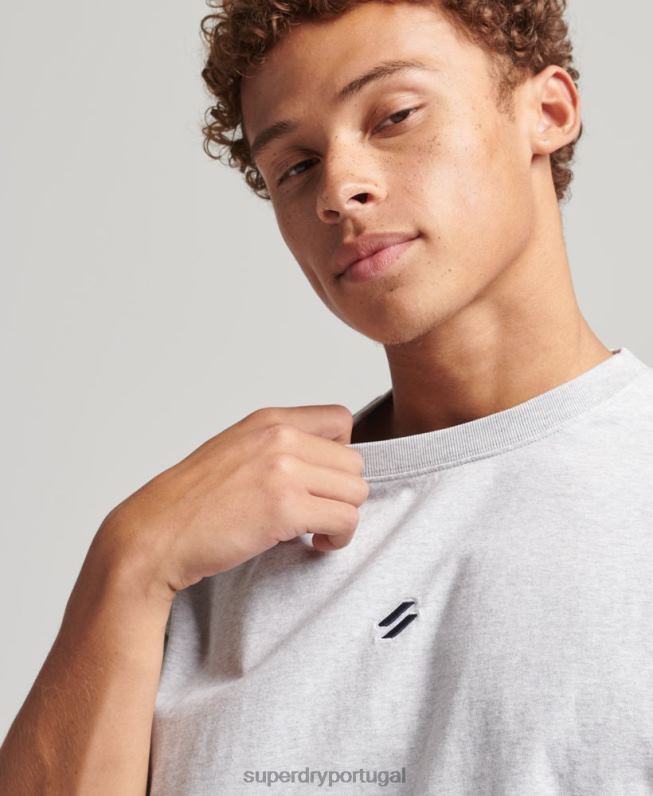 camiseta com logo essencial folgada homens cinza roupas Superdry 2208H4839