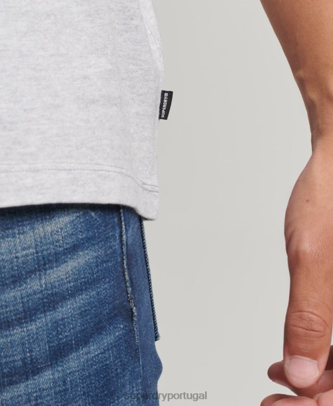 camiseta com logo essencial folgada homens cinza roupas Superdry 2208H4839