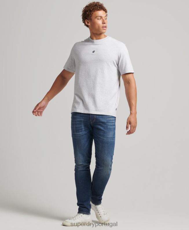 camiseta com logo essencial folgada homens cinza roupas Superdry 2208H4839
