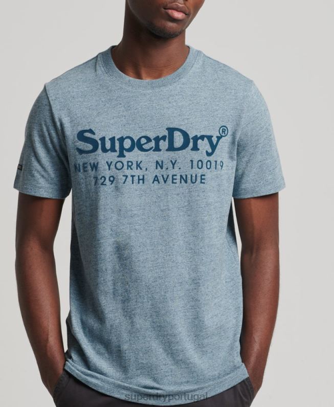 camiseta com logo tonal do local homens azul roupas Superdry 2208H4893