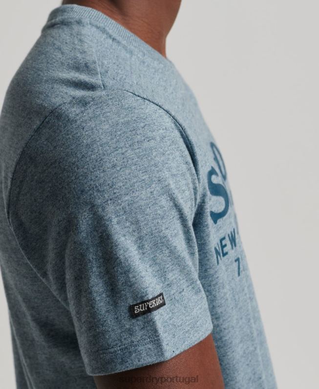 camiseta com logo tonal do local homens azul roupas Superdry 2208H4893