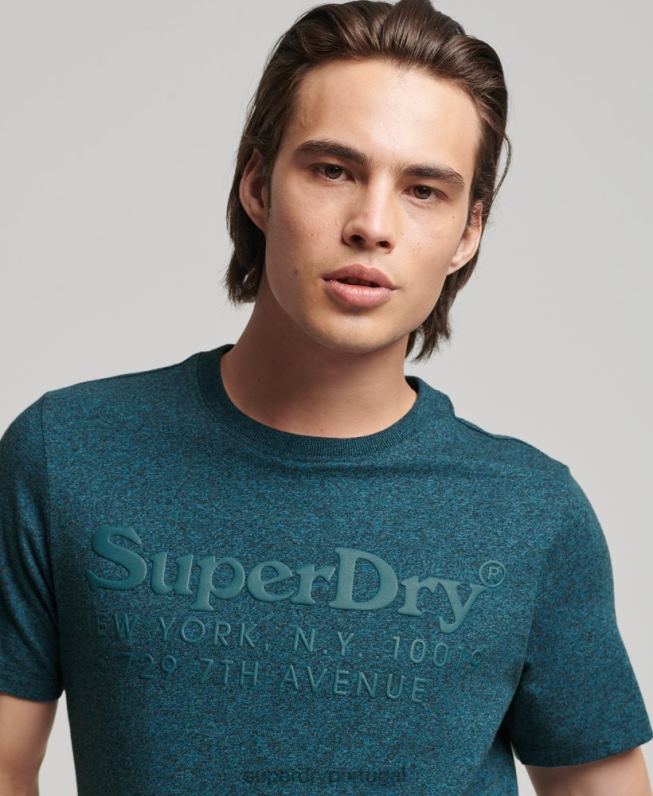 camiseta com logo tonal do local homens azul roupas Superdry 2208H4943