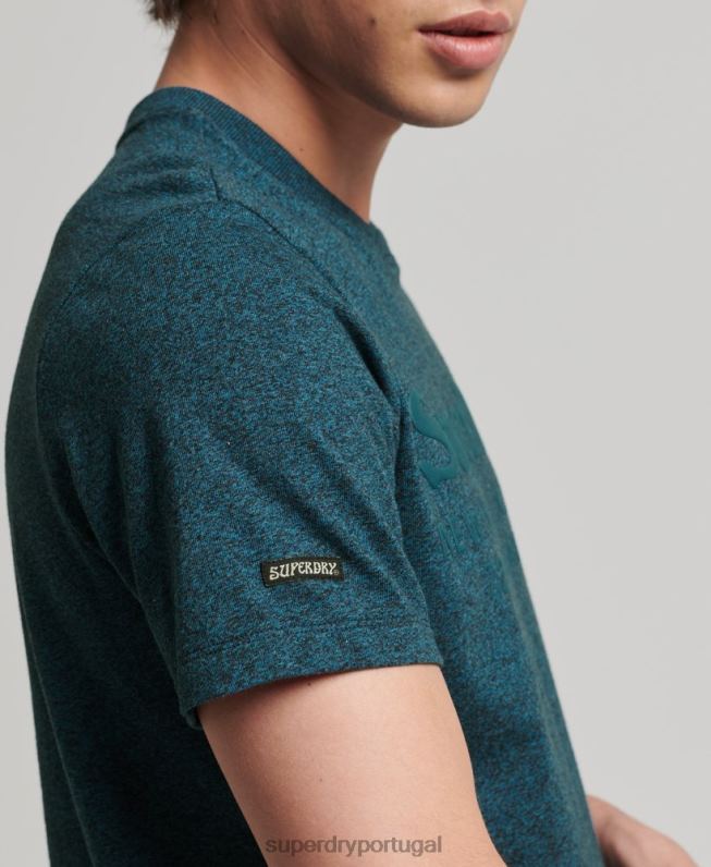 camiseta com logo tonal do local homens azul roupas Superdry 2208H4943