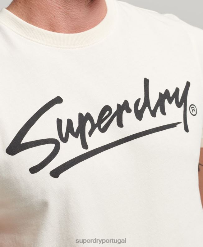 camiseta com logotipo do centro da cidade dos anos 80 homens creme roupas Superdry 2208H4897