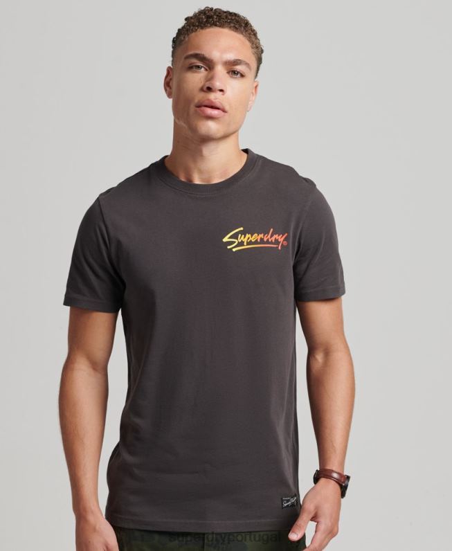 camiseta com logotipo do centro da cidade dos anos 80 homens marrom roupas Superdry 2208H4794