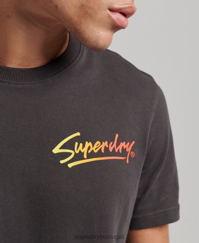 camiseta com logotipo do centro da cidade dos anos 80 homens marrom roupas Superdry 2208H4794