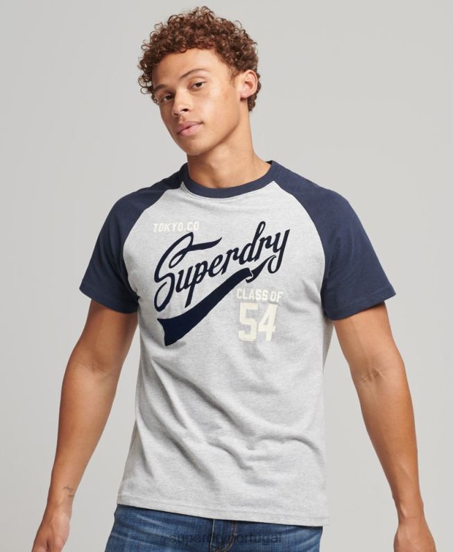 camiseta da faculdade com roteiro homens marinha roupas Superdry 2208H4954