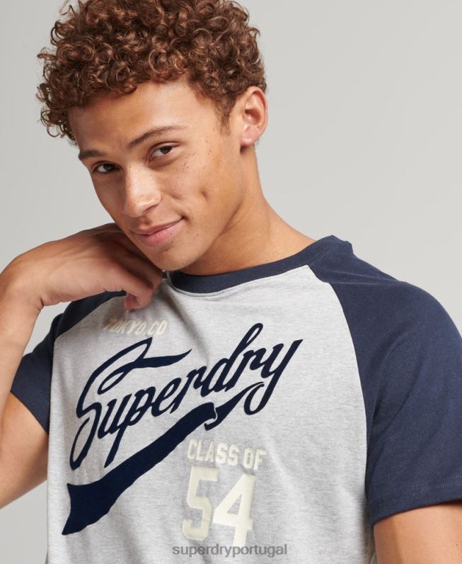 camiseta da faculdade com roteiro homens marinha roupas Superdry 2208H4954