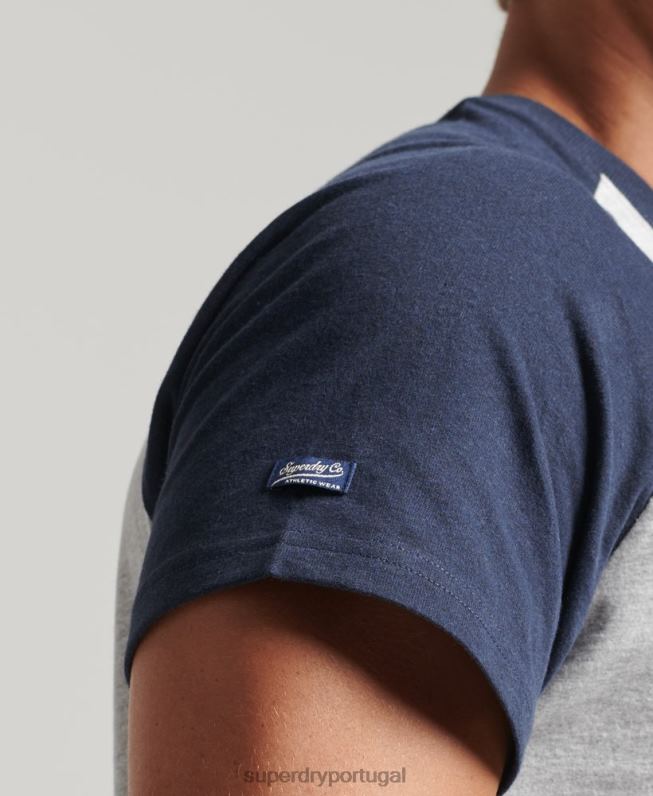 camiseta da faculdade com roteiro homens marinha roupas Superdry 2208H4954