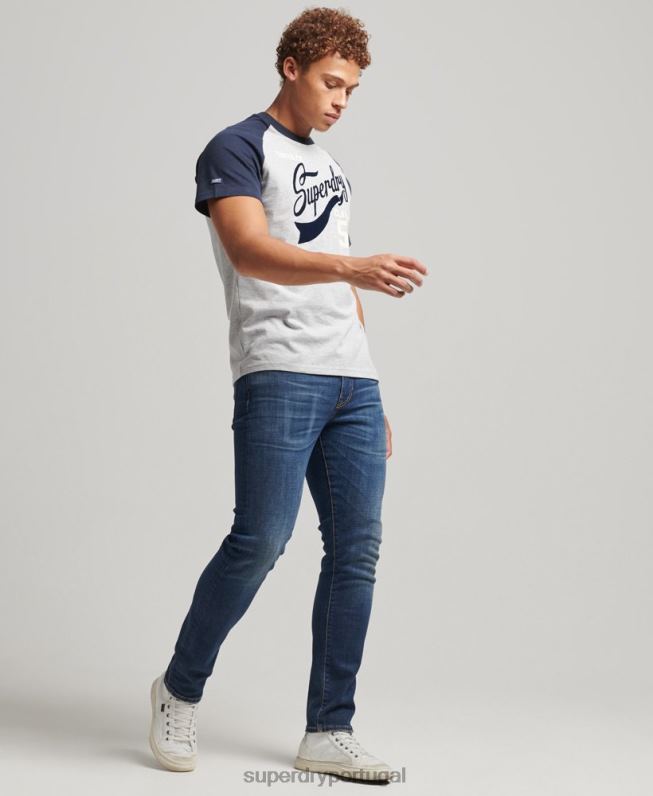 camiseta da faculdade com roteiro homens marinha roupas Superdry 2208H4954