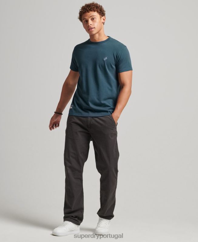 camiseta de ajuste solto com logo essencial de algodão orgânico homens azul escuro roupas Superdry 2208H4951