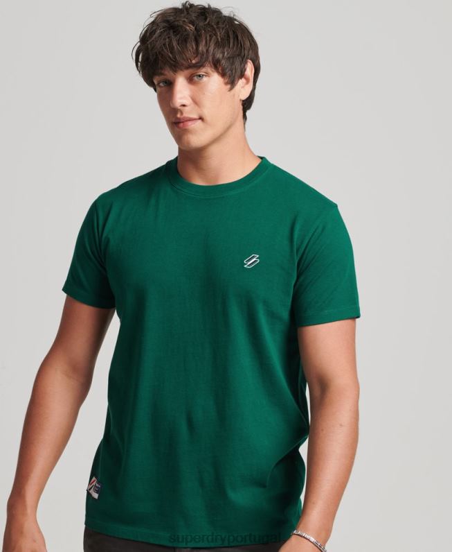 camiseta de ajuste solto com logo essencial de algodão orgânico homens verde roupas Superdry 2208H4969
