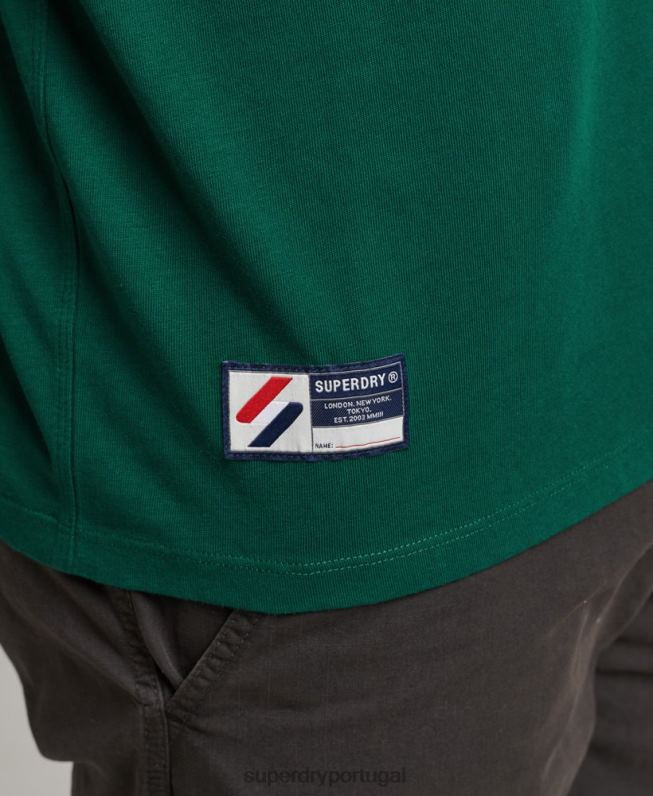camiseta de ajuste solto com logo essencial de algodão orgânico homens verde roupas Superdry 2208H4969