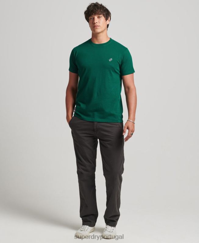 camiseta de ajuste solto com logo essencial de algodão orgânico homens verde roupas Superdry 2208H4969