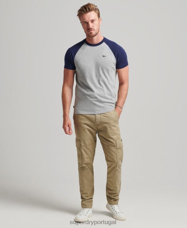 camiseta de beisebol com logotipo essencial de algodão orgânico homens marinha roupas Superdry 2208H4868