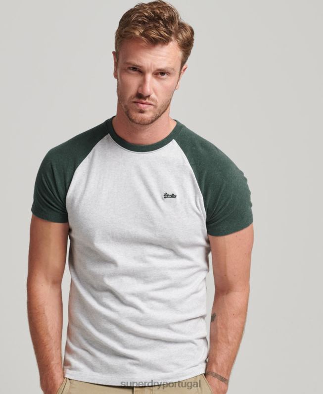 camiseta de beisebol com logotipo essencial de algodão orgânico homens verde roupas Superdry 2208H4903