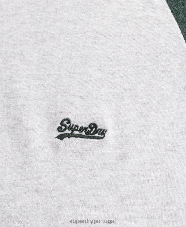 camiseta de beisebol com logotipo essencial de algodão orgânico homens verde roupas Superdry 2208H4903