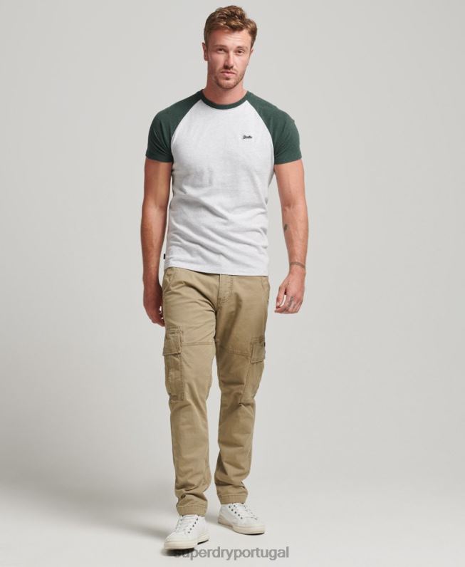 camiseta de beisebol com logotipo essencial de algodão orgânico homens verde roupas Superdry 2208H4903