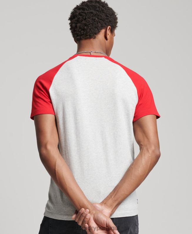 camiseta de beisebol de algodão orgânico homens cinza claro roupas Superdry 2208H4870