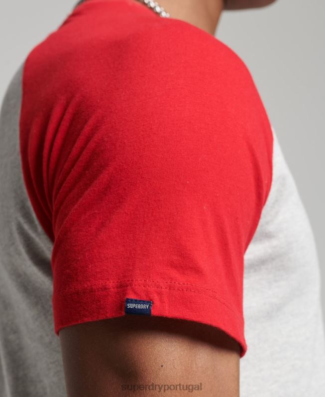 camiseta de beisebol de algodão orgânico homens cinza claro roupas Superdry 2208H4870