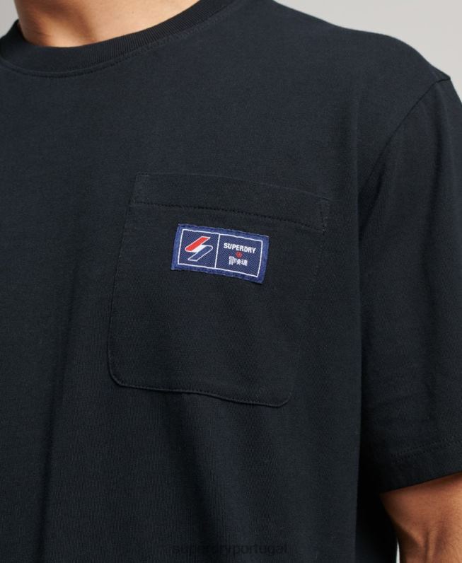 camiseta de bolso com logotipo de algodão orgânico homens preto roupas Superdry 2208H4891