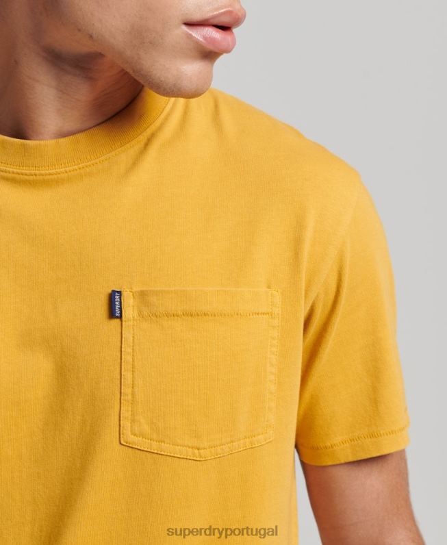 camiseta de bolso de algodão orgânico homens amarelo roupas Superdry 2208H4806