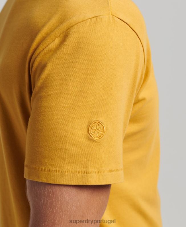 camiseta de bolso de algodão orgânico homens amarelo roupas Superdry 2208H4806