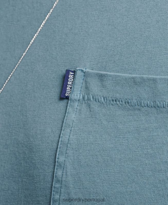 camiseta de bolso de algodão orgânico homens azul roupas Superdry 2208H4814