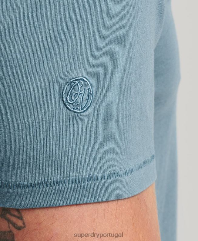 camiseta de bolso de algodão orgânico homens azul roupas Superdry 2208H4814