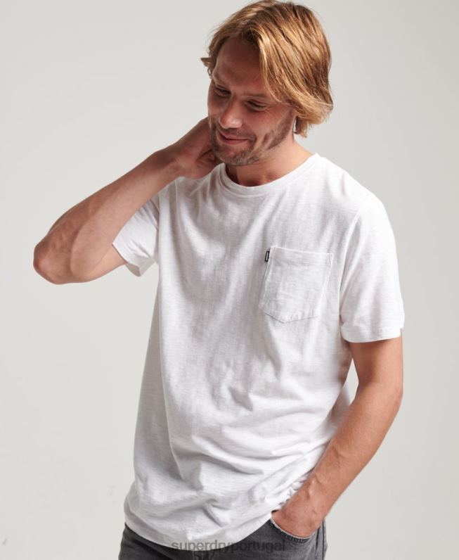 camiseta de bolso de algodão orgânico homens branco roupas Superdry 2208H4904