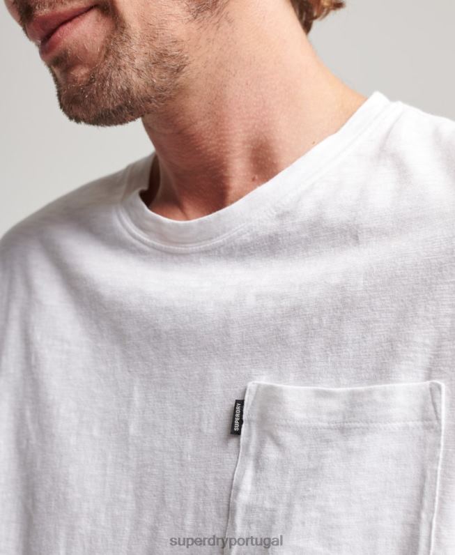 camiseta de bolso de algodão orgânico homens branco roupas Superdry 2208H4904