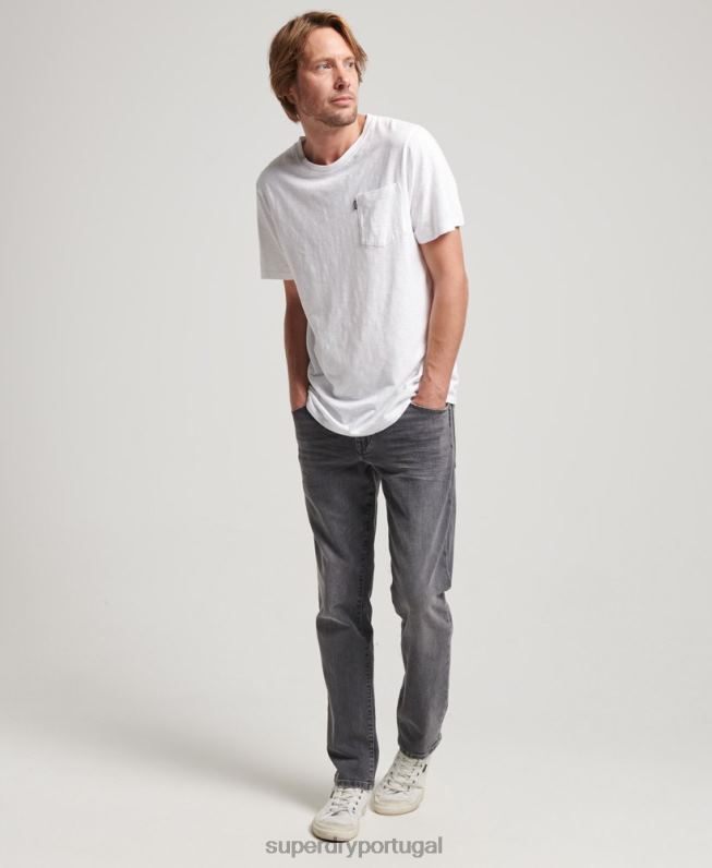 camiseta de bolso de algodão orgânico homens branco roupas Superdry 2208H4904