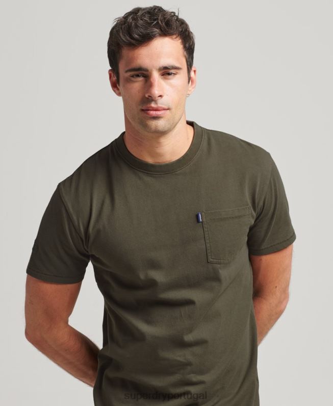 camiseta de bolso de algodão orgânico homens caqui roupas Superdry 2208H4869