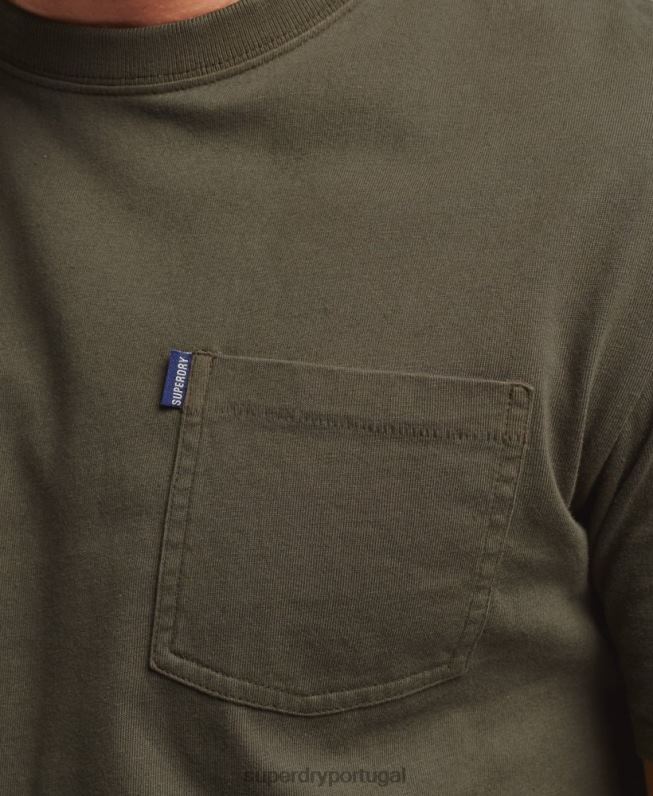 camiseta de bolso de algodão orgânico homens caqui roupas Superdry 2208H4869
