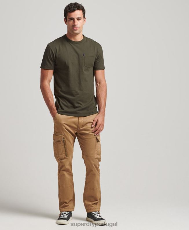 camiseta de bolso de algodão orgânico homens caqui roupas Superdry 2208H4869