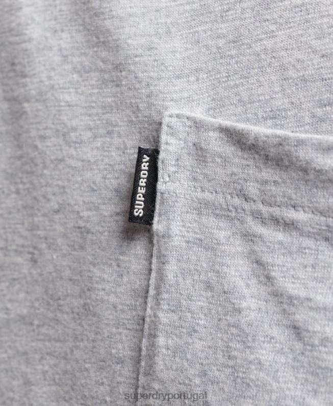 camiseta de bolso de algodão orgânico homens cinza claro roupas Superdry 2208H4800
