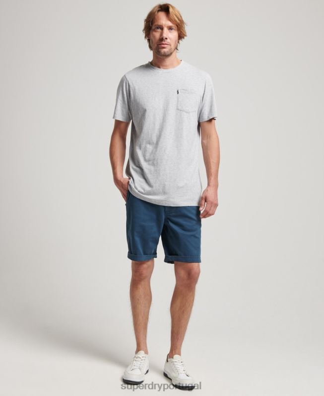 camiseta de bolso de algodão orgânico homens cinza claro roupas Superdry 2208H4800