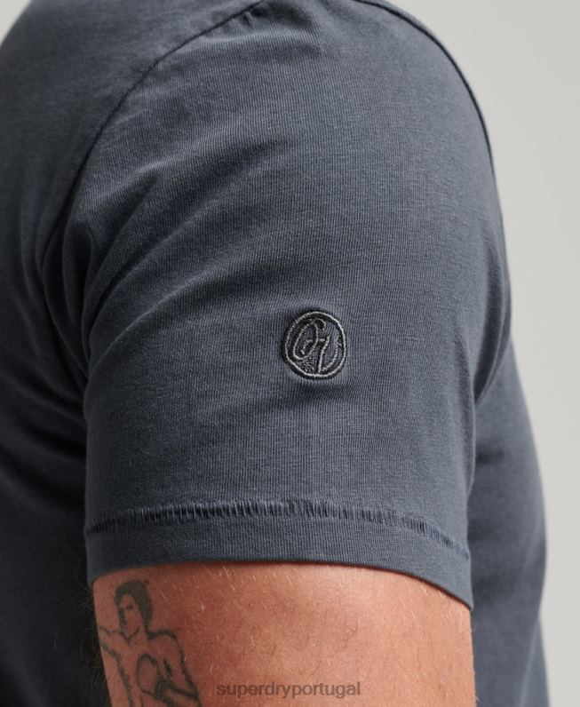 camiseta de bolso de algodão orgânico homens cinza escuro roupas Superdry 2208H4938