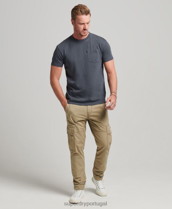 camiseta de bolso de algodão orgânico homens cinza escuro roupas Superdry 2208H4938