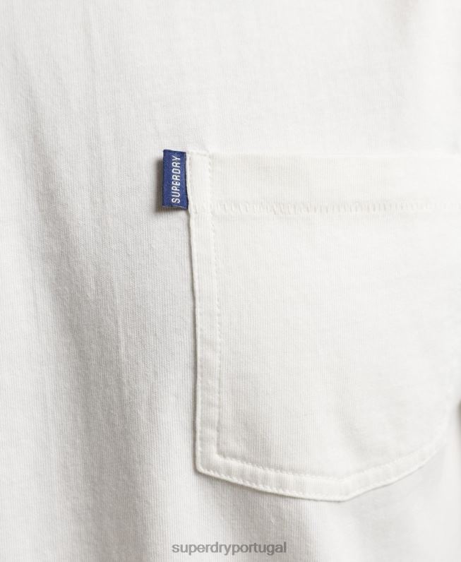 camiseta de bolso de algodão orgânico homens creme roupas Superdry 2208H4798