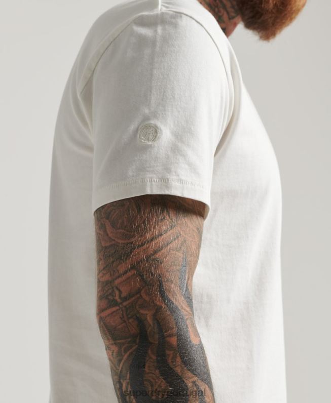 camiseta de bolso de algodão orgânico homens creme roupas Superdry 2208H4798
