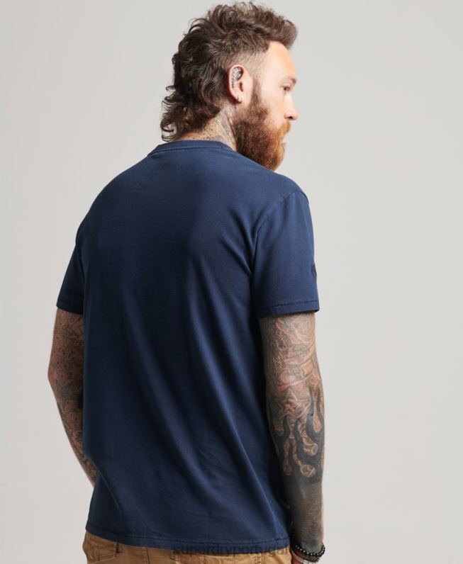 camiseta de bolso de algodão orgânico homens marinha roupas Superdry 2208H4812