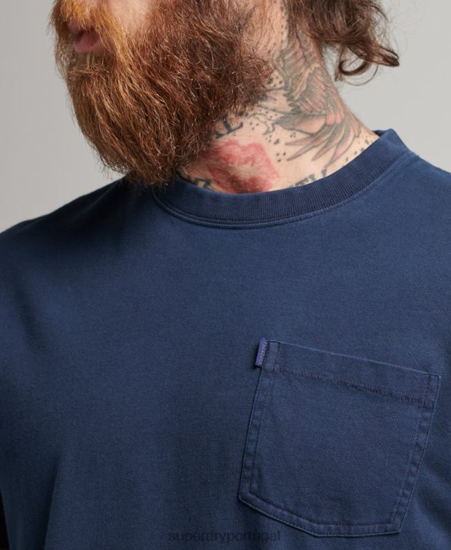 camiseta de bolso de algodão orgânico homens marinha roupas Superdry 2208H4812