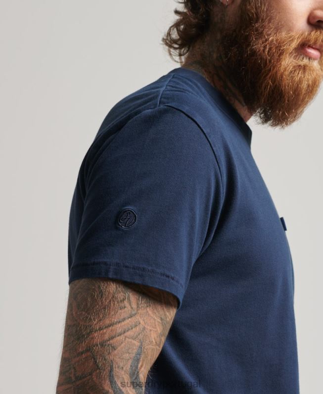 camiseta de bolso de algodão orgânico homens marinha roupas Superdry 2208H4812