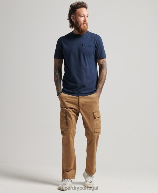 camiseta de bolso de algodão orgânico homens marinha roupas Superdry 2208H4812