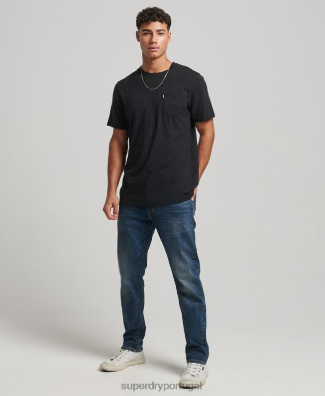 camiseta de bolso de algodão orgânico homens preto roupas Superdry 2208H4931