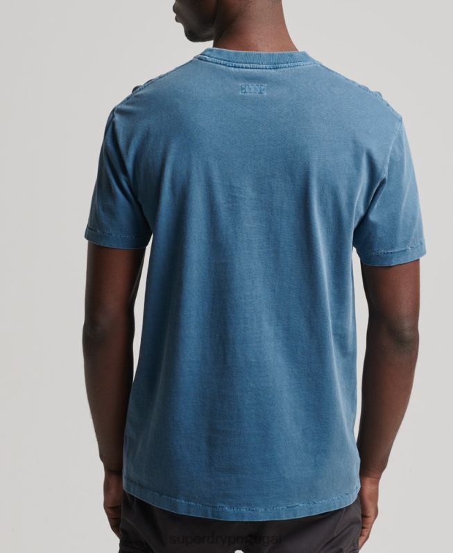 camiseta de bolso de algodão orgânico vintage workwear homens azul roupas Superdry 2208H4956