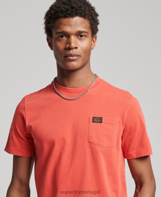camiseta de bolso de roupa de trabalho de algodão orgânico homens laranja roupas Superdry 2208H4930
