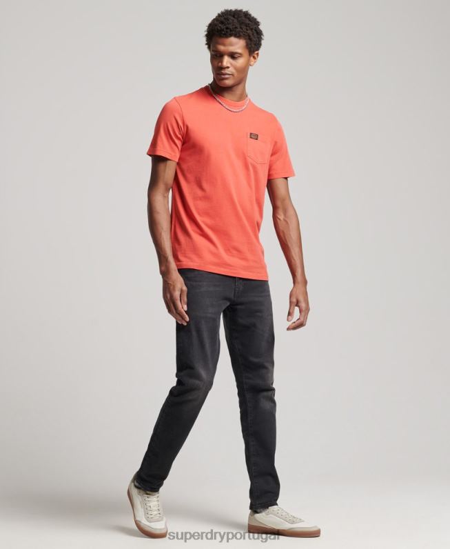 camiseta de bolso de roupa de trabalho de algodão orgânico homens laranja roupas Superdry 2208H4930