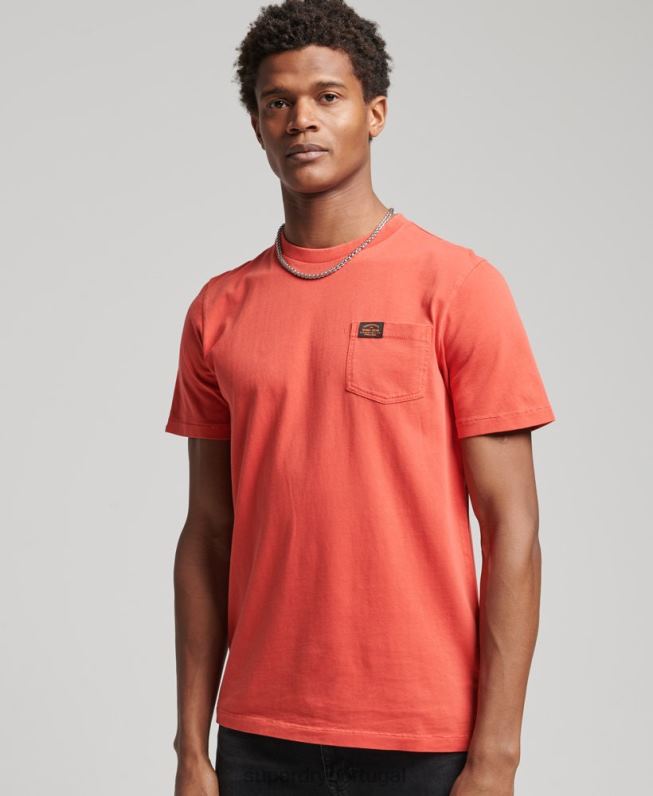 camiseta de bolso de roupa de trabalho de algodão orgânico homens laranja roupas Superdry 2208H4930